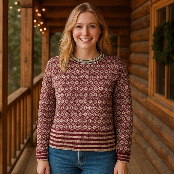 J. Crew Wool Argyle Crewneck Holiday Cabincore Cozy Nordic XS - Picture 1 of 11